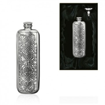 3oz Celtic Oblong Piper Pewter Hip Flask Perfume Sample