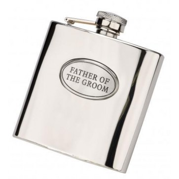 6oz 'Father of the Groom' Stainless Steel Hip Flask Perfume Sample