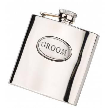 6oz Groom Hip Flask With Captive Lid Engraved Free Perfume Sample