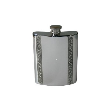 6oz Vertical Piper Pewter Celtic Bands Hip Flask Perfume Sample