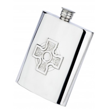 Celtic Cross 6oz Piper Pewter Hip Flask Perfume Sample
