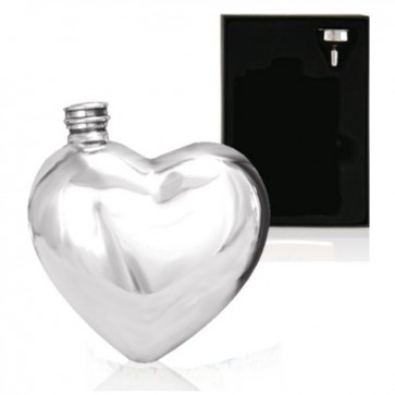 Engraved 6oz Heart English Pewter Hip Flask Perfume Sample
