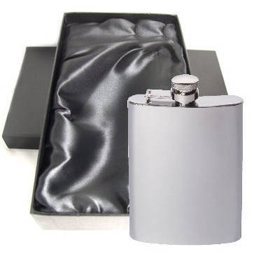 Engraved Stainless Steel Hip Flask Captive Lid 6oz Personalised Free Gift Boxed Perfume Sample