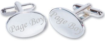 Page Boy Wedding Silver Plated Oval Cufflinks High Quality