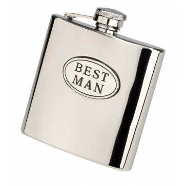 Personalised 6oz Best Man Hip Flask With Captive Lid Engraved Free Perfume Sample