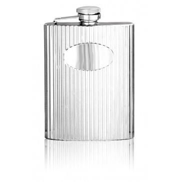 Personalised 6oz English Pewter Stainless Steel Ribbed Hip Flask STF002 Perfume Sample