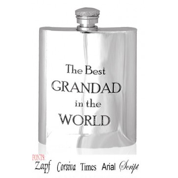 Personalised 6oz Grandad Hip Flask With Captive Lid Engraved Free Perfume Sample