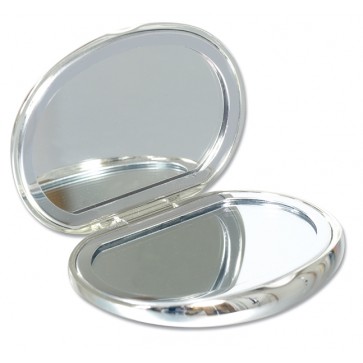 Personalised Bean Shaped Compact Handbag Mirror Silver Plated Perfume Sample