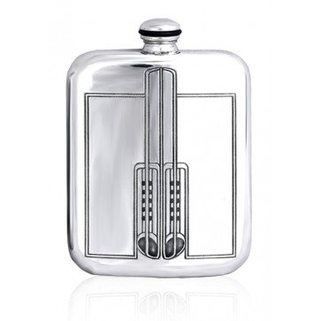 Personalised Charles Rennie Mackintosh 6oz English Pewter Hip Flask Perfume Sample