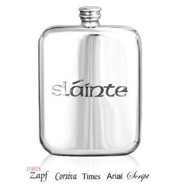Personalised Irish Slainte Design 6oz English Pewter Hip Flask Perfume Sample