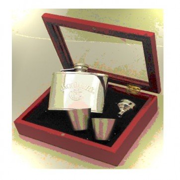 Personalised Jack Daniels Hip Flask & Wood Gift Box Set Perfume Sample