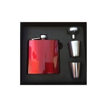 Personalised Laser Ready Red/Blue/Black Stainless Steel 6oz Hip Flask & Gift Box Perfume Sample