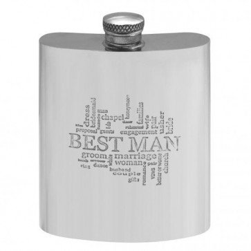 Personalised Pewter 6oz Best Man Hip Flask With Engraved Free Perfume Sample