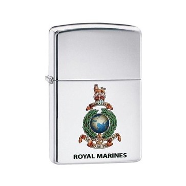 Personalised Royal Marines high polish chrome Genuine Zippo Lighter Perfume Sample
