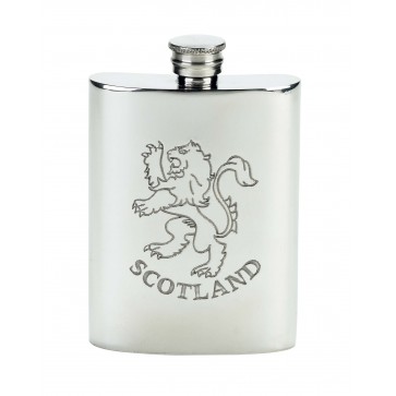 Personalised Scotland Rampant Lion 4oz Pewter Hip Flask Simple Perfume Sample