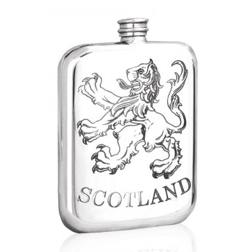 Personalised Scotland Rampant Lion 6oz Pewter Hip Flask Perfume Sample
