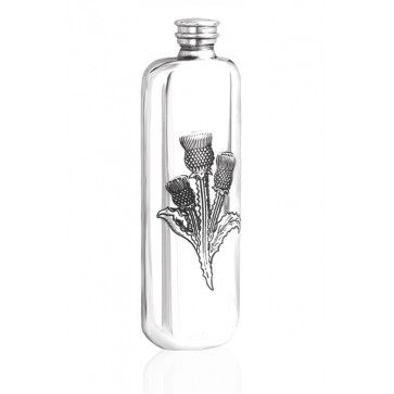 Personalised Scotland Scottish Thistle 4oz Pewter Wedge Hip Flask Perfume Sample
