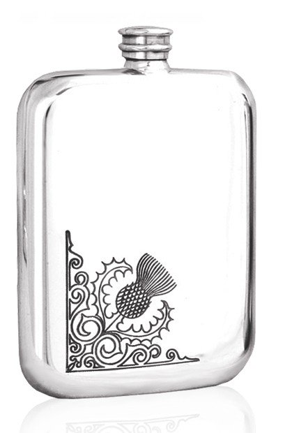 Personalised Scotland Thistle 6oz Pewter Hip Flask TSF603