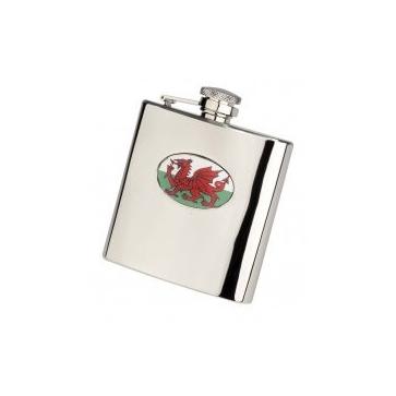 Personalised Welsh Dragon 6oz Stainless Steel Hip Flask Perfume Sample