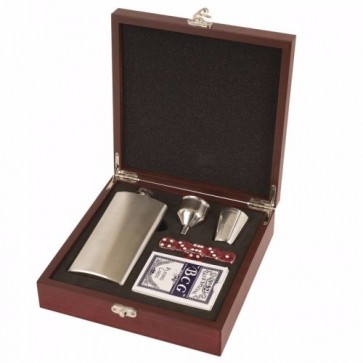 Rosewood Piano Finish Flask Games Set Perfume Sample