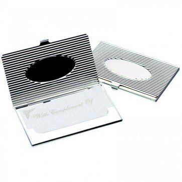 Silver 'Oval' Business Card Holder Perfume Sample