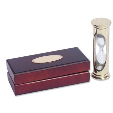 Solid Brass Egg Timer and Wooden Case Perfume Sample